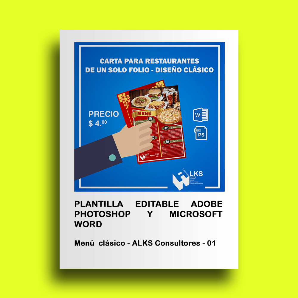 Plantilla editable adobe Photoshop y Microsoft Word - Menú clásico 01