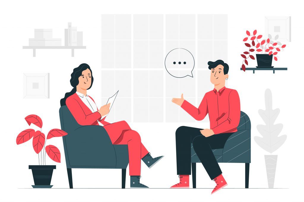 Conversación entre dos personas, recursos humanos